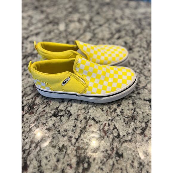 VANS slip on shoes kids size 3 yellow checkered - Picture 3 of 12